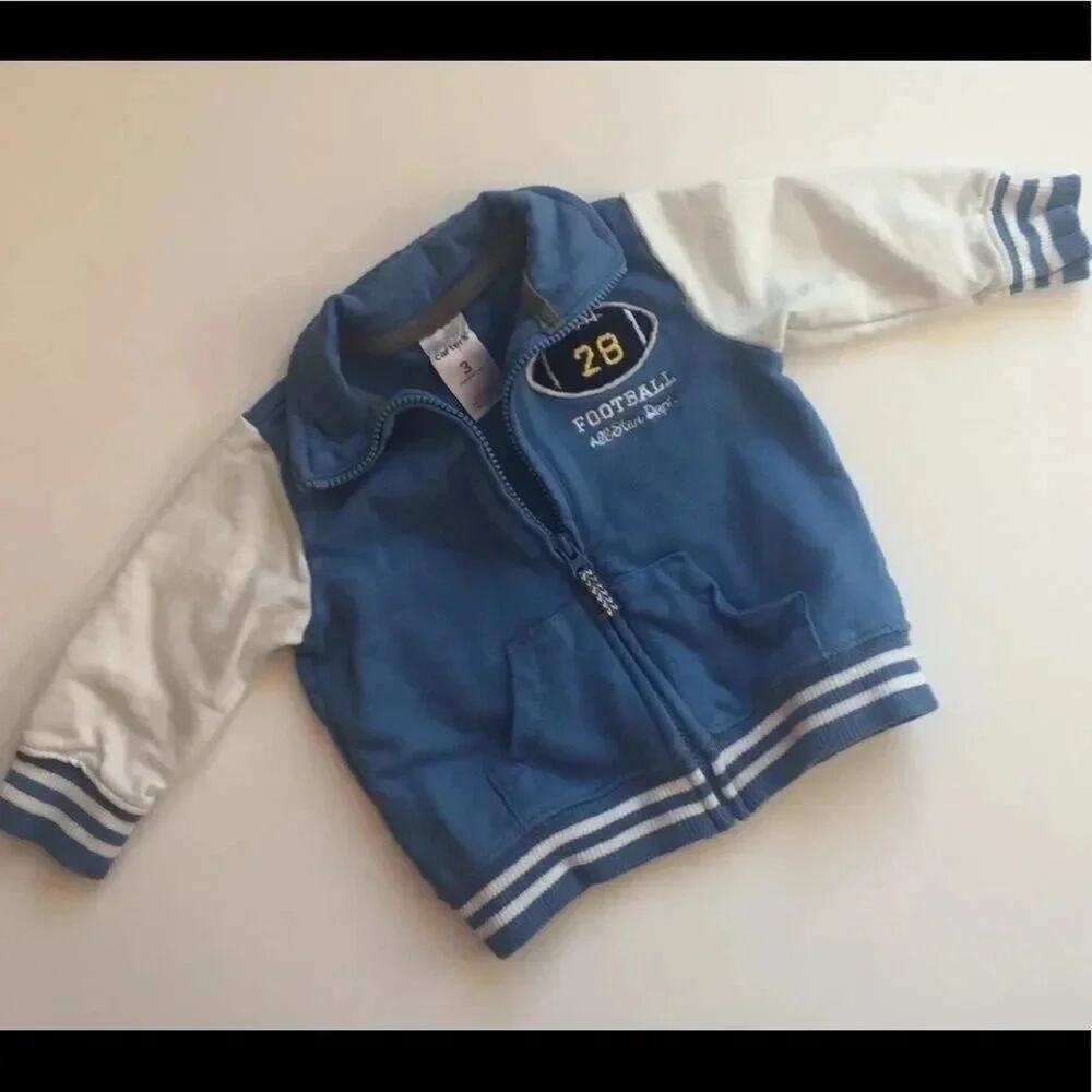 Carter’s  blue & white football  varsity  jacket baby boy size 3 months